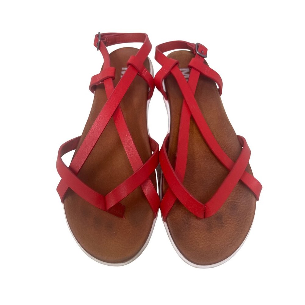 MIA Open Toe Strappy Sandal Womens 5.5 Buckle Strap Red Boho Summer